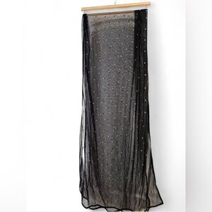 Elegant Black Sheer Duppata with Gold polka dots